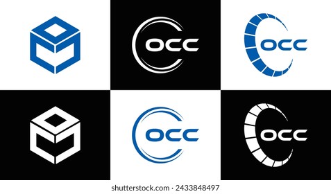 OCC logo. O C C design. White OCC letter. OCC, O C C letter logo design. Initial letter OCC linked circle uppercase monogram logo.