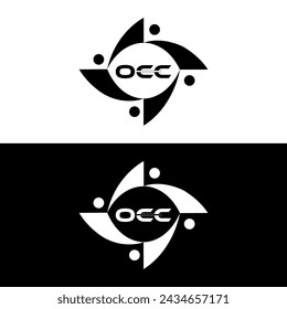 OCC logo. O C design. White OC letter. OCC, letter logo design. Initial OCC linked circle uppercase monogram. O C C letter logo vector design. O C letter logo design five style.