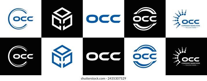 OCC logo. O C C design. White OCC letter. OCC, O C C letter logo design. Initial letter OCC linked circle uppercase monogram logo.