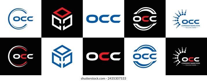 OCC logo. O C C design. White OCC letter. OCC, O C C letter logo design. Initial letter OCC linked circle uppercase monogram logo.