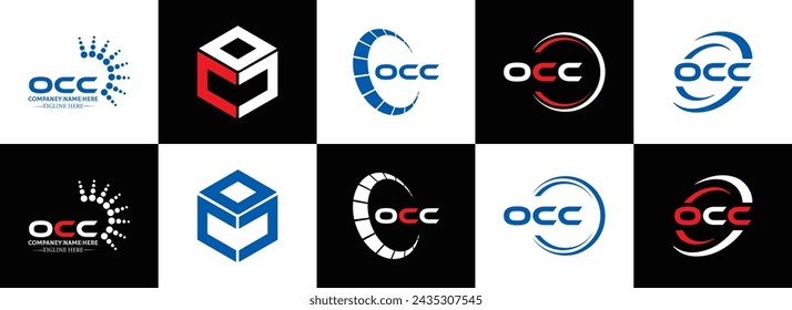 OCC logo. O C C design. White OCC letter. OCC, O C C letter logo design. Initial letter OCC linked circle uppercase monogram logo.