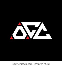 OCC triangle letter logo design with triangle shape. OCC triangle logo design monogram. OCC triangle vector logo template with red color. OCC triangular logo Simple, Elegant, and Luxurious design.
