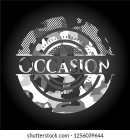 Occasion on grey camo pattern