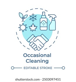 Occasional cleaning soft blue concept icon. Seasonal cleanups. Professional housekeeping. Round shape line illustration. Abstract idea. Graphic design. Easy to use in infographic, presentation