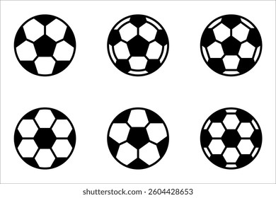 occer ball icon set, football signs, line soccer sport ball, vector illustration on white background