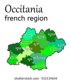 Occitania French Region Map On White