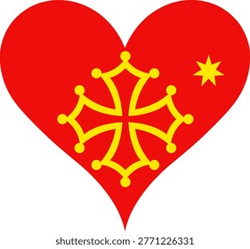 Occitania Heart Shape Flag Vector Sign Love