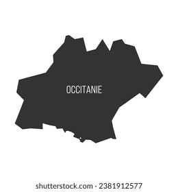 Occitania - map of administrative division, region, of France. Dark grey vector silhouette.