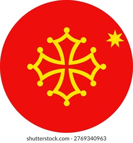 Occitania Round Flag Vector Button Symbol Circle