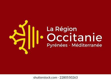 Bandera de Occitania. Occitanie es una región del sudoeste de Francia