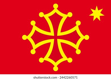 Occitanie flag. Occitanie is a region in the South West of France