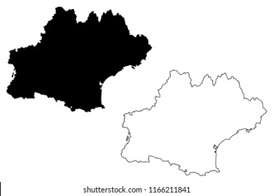 Occitanie (France, administrative region) map vector illustration, scribble sketch Occitania map