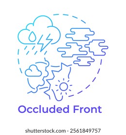 Occluded front blue gradient concept icon. Cold front catching up to warm. Atmospheric phenomena. Round shape line illustration. Abstract idea. Graphic design. Easy to use in presentation