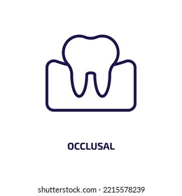 occlusal icon from dentist collection. Thin linear occlusal, treatment, medical outline icon isolated on white background. Line vector occlusal sign, symbol for web and mobile