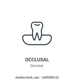 Occlusal outline vector icon. Thin line black occlusal icon, flat vector simple element illustration from editable dentist concept isolated stroke on white background