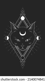 Occult Black Cat Head Astral Geometric Stock Vector (Royalty Free ...