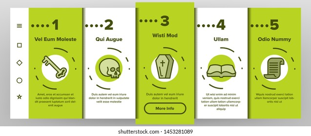 Occult, Demonic Entity Imagery Vector Onboarding Mobile App Page Screen. Satanic Rituals, Demonic Beliefs, Superstitions. Deal With Devil, Magic, Mystic, Esoteric Lineart. Occult Illustration