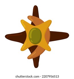 Occult esoteric magic symbols. Spiritual signs of moon, star in flat cartoon style. Isolated flat vector illustrations