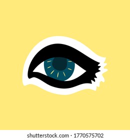 Occult eye symbol in Doodle style isolated on a white background. A sign that protects you from the evil eye or danger. Amulet eye for good luck. Sticker or poster. Vector illustration.