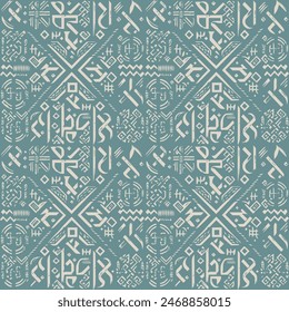 Occult Geometric Witchcraft Seamless Pattern with magic symbols. Vector illustration