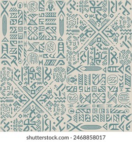 Occult Geometric Witchcraft Seamless Pattern with magic symbols. Vector illustration