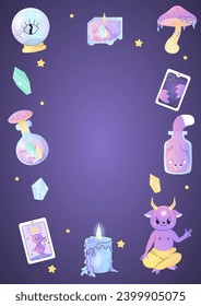 Marco mágico oculto, bola de cristal con satán, tarot, velas, magia
