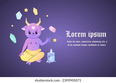 Cartel mágico oculto, pancarta, banner web con satán, tarot, velas, magia