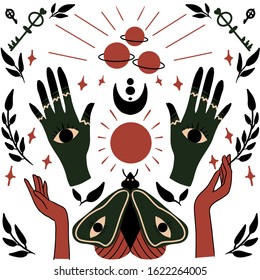 Occult and magic symbols trendy pattern