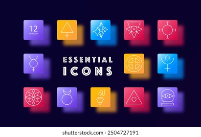 Occult and mystical symbols set icon. Occult symbol, spiritual sign, mystical emblem, astrology, esoteric, magic, alchemy, divination, energy, cosmic forces, spiritual ritual, sacred geometry