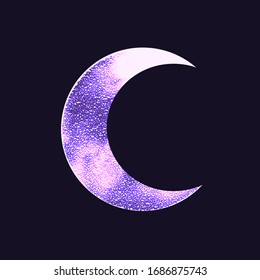 Occult symbol moon isolated on dark background. Magic vector decorative elements
