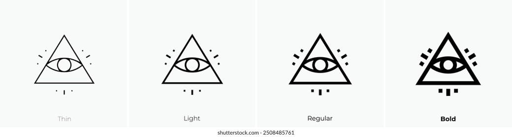 ícone de símbolos ocultos. Design fino, leve, regular e negrito, isolado no fundo branco