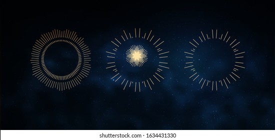 Occult symbols isolated on dark sky background. Magic vector elements