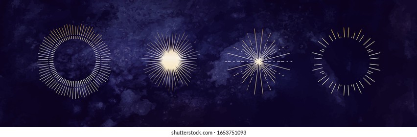 Occult symbols isolated on dark sky background. Magic vector elements