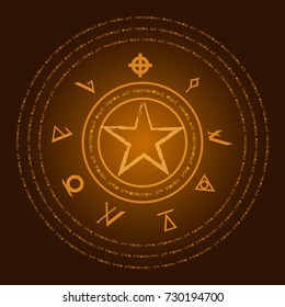 Occult symbols. Mark of the Devil. Ezotreic pentagram. Vector illustration