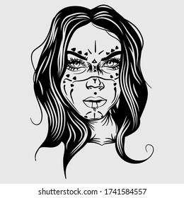 Occult woman with an ornament on her face