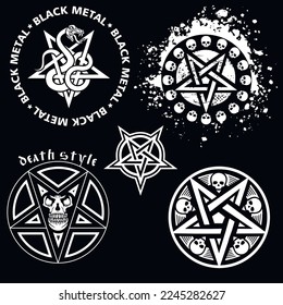 occultic sign with pentagram, grunge vintage design t shirts