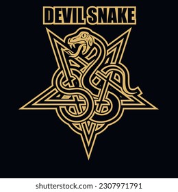 
occultic sign with pentogram and snake, grunge vintage design t shirts