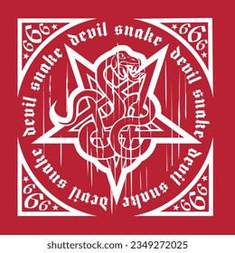 
occultic sign with pentogram and snake, grunge vintage design t shirts