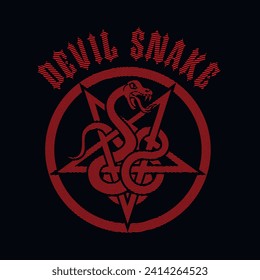 occultic sign with pentogram and snake, grunge vintage design t shirts
