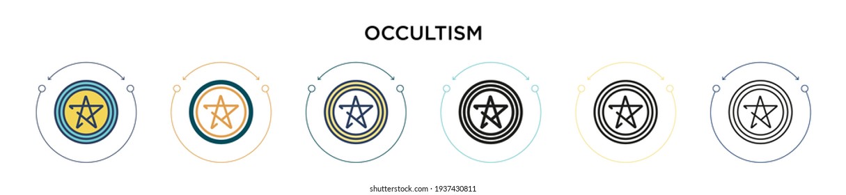 Occultism icon in filled, thin line, outline and stroke style. Vector illustration of two colored and black occultism vector icons designs can be used for mobile, ui, web