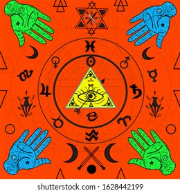 Occultism seamless pattern and the background 