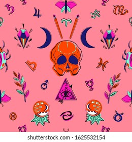 occultism symbols and seamless pattern 
