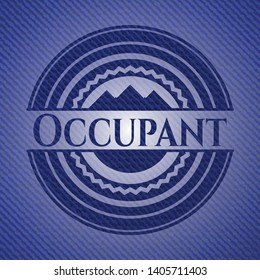 Occupant badge with denim texture. Vector Illustration. Detailed.