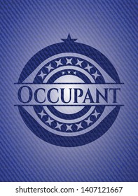 Occupant badge with jean texture. Vector Illustration. Detailed.