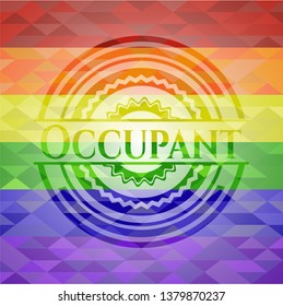 Occupant emblem on mosaic background with the colors of the LGBT flag
