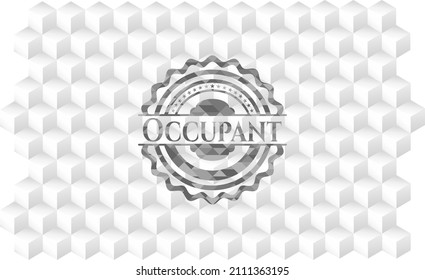 Occupant realistic grey emblem with cube white background. 