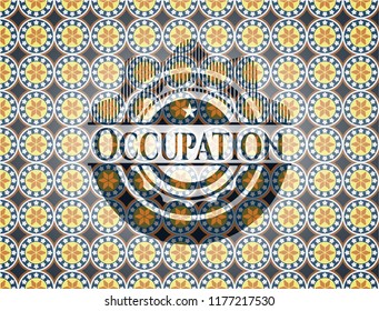 Occupation arabesque style badge. arabic decoration.