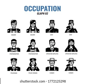 Occupation Avatar glyph icon set02. 