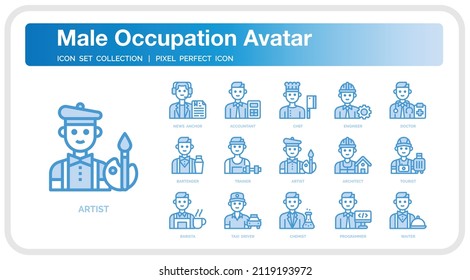 Occupation Avatar Icons Set. UI Pixel Perfect Well-crafted Vector Thin Line Icons. The illustrations are a vector.
