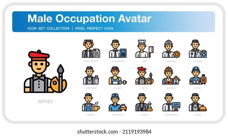 Occupation Avatar Icons Set. UI Pixel Perfect Well-crafted Vector Thin Line Icons. The illustrations are a vector.
